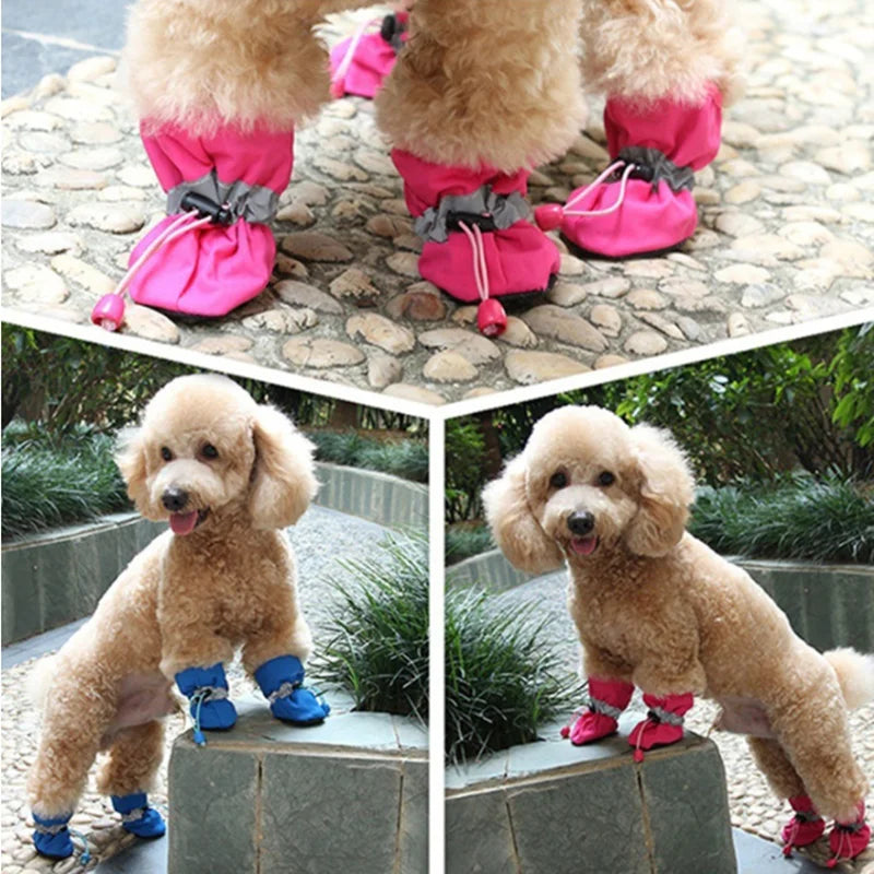 4 pçs/set  Sapatos para Cães de Estimação À Prova D' Água