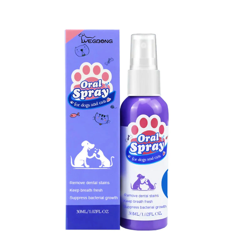 Spray de limpeza. Removedor de manchas de cálculo nos dentes de cães e gatos.