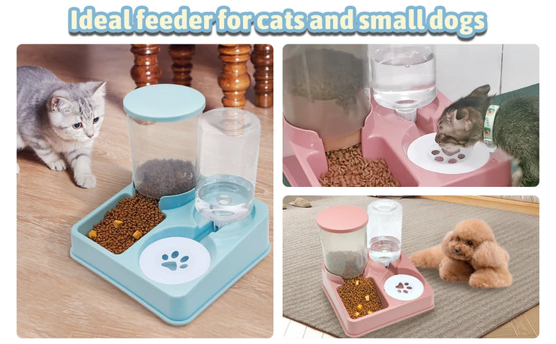 Conjunto de dispensador de água para alimentador automático de gatos, 2 em 1