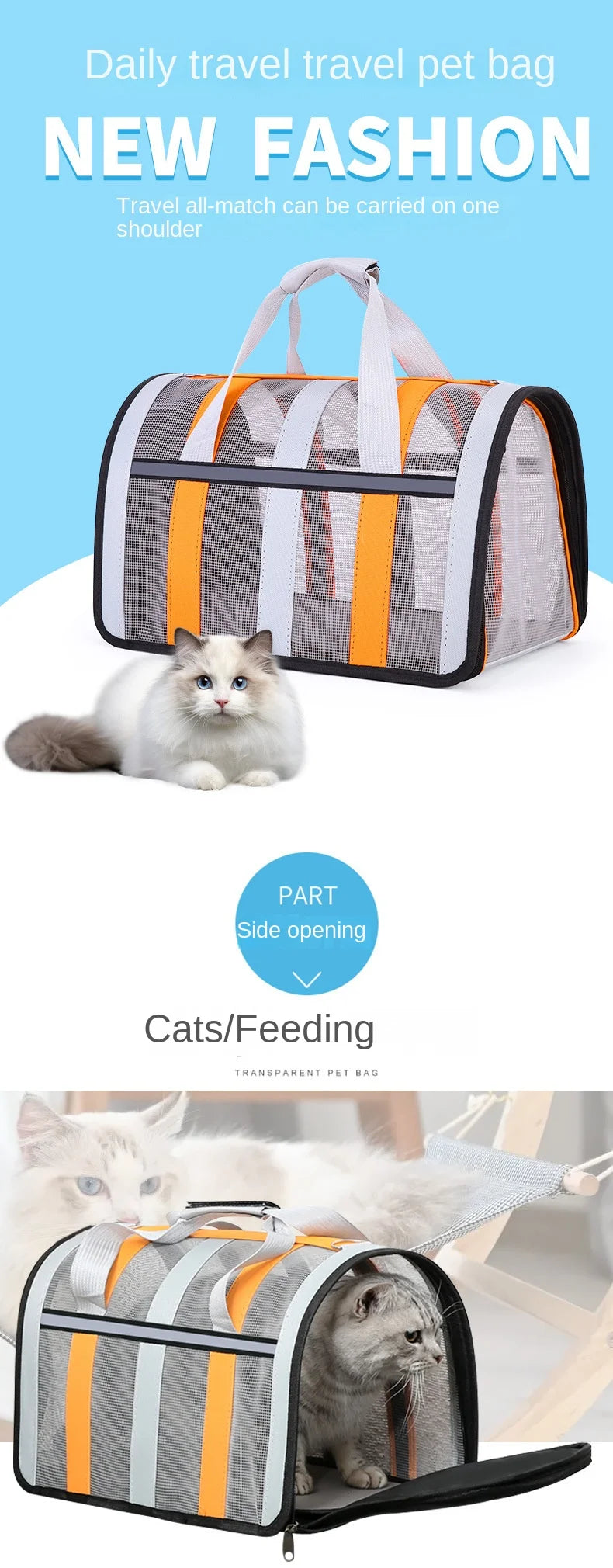 Bolsa portátil  para gato. Respiravél