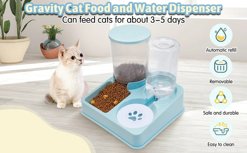 Conjunto de dispensador de água para alimentador automático de gatos, 2 em 1