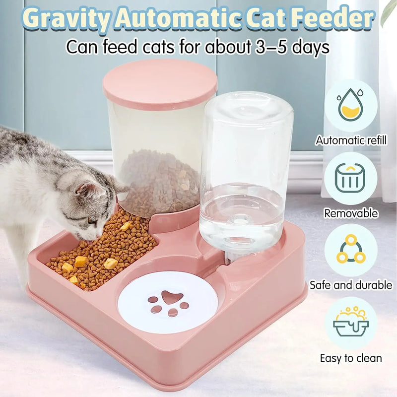 Conjunto de dispensador de água para alimentador automático de gatos, 2 em 1