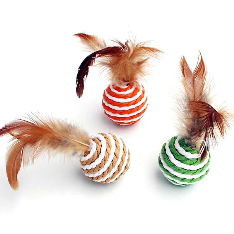 4 peças colorido sisal bola interativa para gatos.