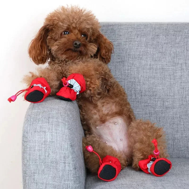 4 pçs/set  Sapatos para Cães de Estimação À Prova D' Água