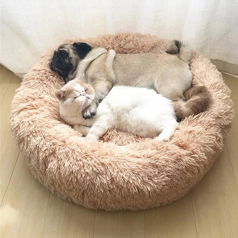 Camas redondas para cão e gatos. Macia e aquecida